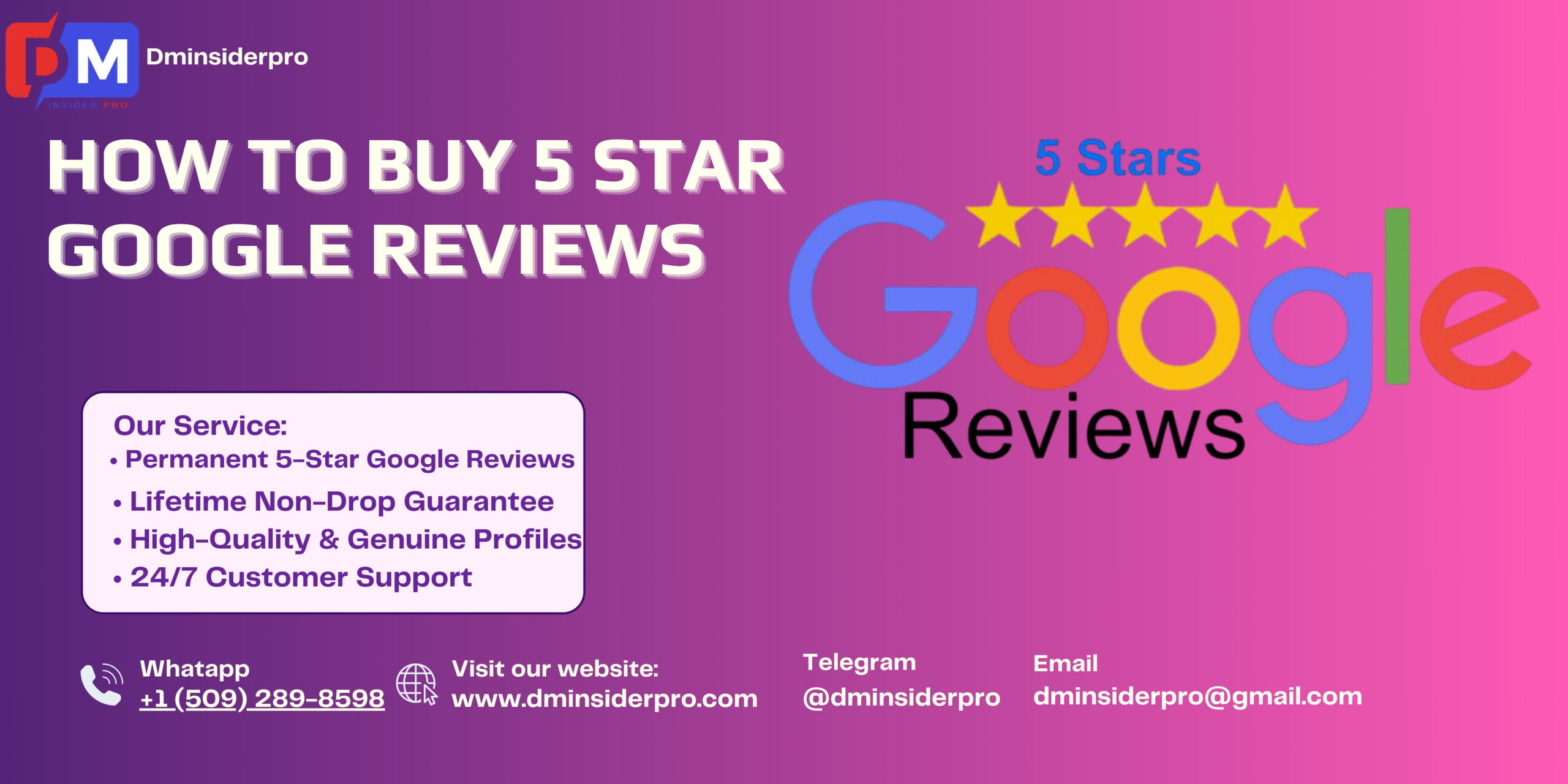 Buy 5 Star Google Reviews with DMInsiderPro – Permanent, High-Quality, and Trusted Service